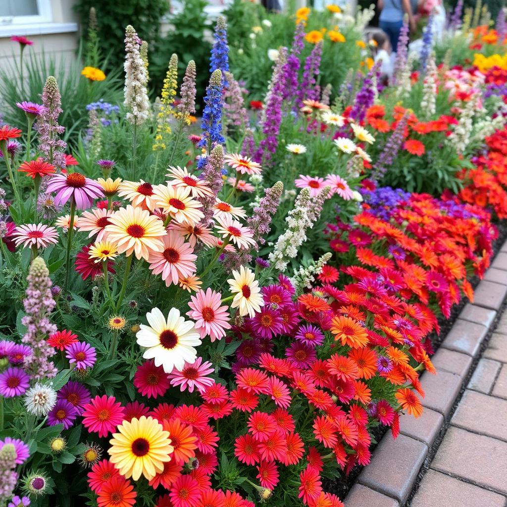 Massif fleuri composé de vivaces